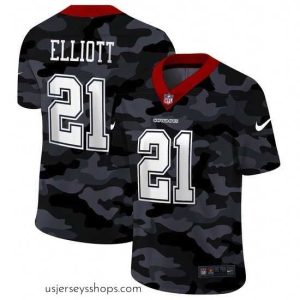 Exquisite Dallas Cowboys 21 Ezekiel Elliott Nike 2020 Black CAMO Vapor Untouchable Limited Stitched NFL Jersey