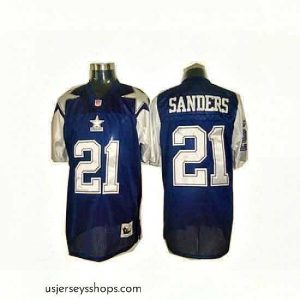 Breathtaking Dallas Cowboys 21 sanders 1994 Throwback blue Jersey