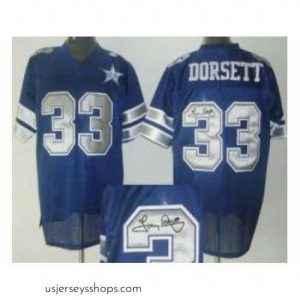 Breathtaking Dallas Cowboys 33 Tony Dorsett Blue 25TH Patch Throwback M&N Signed NFL Jerseys