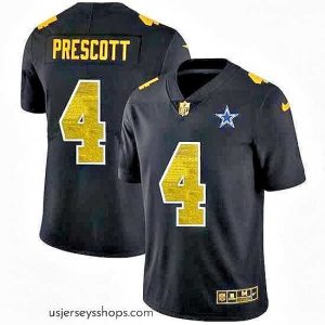 Exquisite Dallas Cowboys 4 Dak Prescott Black Nike Golden Sequin Vapor Limited NFL Jersey
