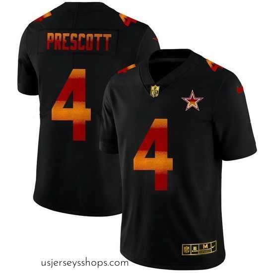 Captivating Dallas Cowboys 4 Dak Prescott Black Nike Red Orange Stripe Vapor Limited NFL Jersey