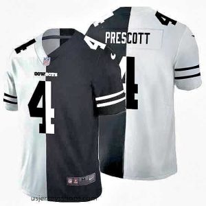 Stellar Dallas Cowboys 4 Dak Prescott Black V White Peace Split Nike Vapor Untouchable Limited NFL Jersey