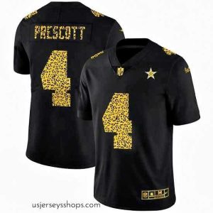 Glamorous Dallas Cowboys 4 Dak Prescott Nike Leopard Print Fashion Vapor Limited NFL Jersey Black