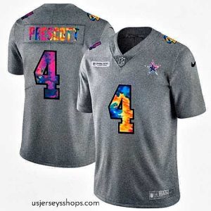 Alluring Dallas Cowboys 4 Dak Prescott Nike Multi Color 2020 NFL Crucial Catch NFL Jersey Greyheather