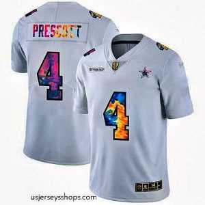 Exquisite Dallas Cowboys 4 Dak Prescott White Nike Multi Color 2020 NFL Crucial Catch Limited NFL Jersey