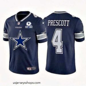 Exquisite Dallas Cowboys 4 Dak Prescott Navy Blue Nike Big Team Logo With Established In 1960 Patch Vapor Limited NFL Jersey