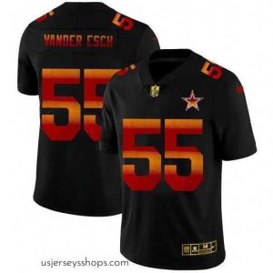 Breathtaking Dallas Cowboys 55 Leighton Vander Esch Black Nike Red Orange Stripe Vapor Limited NFL Jersey