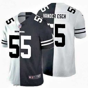 Breathtaking Dallas Cowboys 55 Leighton Vander Esch Black V White Peace Split Nike Vapor Untouchable Limited NFL Jersey