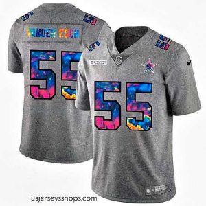 Stellar Dallas Cowboys 55 Leighton Vander Esch Nike Multi Color 2020 NFL Crucial Catch NFL Jersey Greyheather