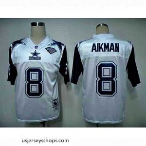 Magnificent Dallas Cowboys 8 Aikman Throwback 75TH white Jerseys