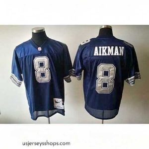 Captivating Dallas Cowboys 8 Troy Aikman Blue Jersey throwback