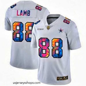 Stellar Dallas Cowboys 88 CeeDee Lamb White Nike Multi Color 2020 NFL Crucial Catch Limited NFL Jersey