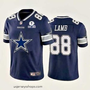 Alluring Dallas Cowboys 88 CeeDee Lamb Navy Blue Nike Big Team Logo With Established In 1960 Patch Vapor Limited NFL Jersey
