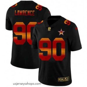Stunning Dallas Cowboys 90 Demarcus Lawrence Black Nike Red Orange Stripe Vapor Limited NFL Jersey