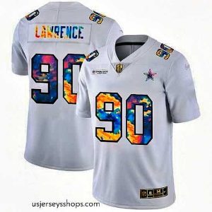 Exquisite Dallas Cowboys 90 Demarcus Lawrence White Nike Multi Color 2020 NFL Crucial Catch Limited NFL Jersey