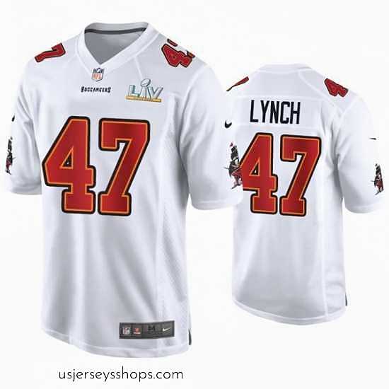 Stellar John Lynch Buccaneers White Super Bowl Lv Game Fashion Jersey
