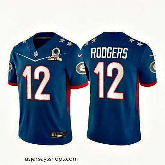 Sensational 2022 NFL Pro Bowl Green Bay Packers 12 Aaron Rodgers NFC Blue Jersey