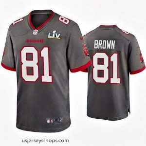 Exquisite Antonio Brown Buccaneers Pewter Super Bowl Lv Game Jersey