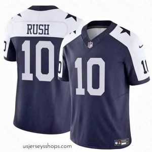 Stunning Dallas Cowboys 10 Cooper Rush Navy White Thanksgiving Vapor Untouchable Limited Stitched Football Jersey