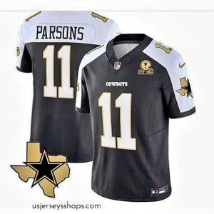 Stellar Dallas Cowboys 11 Micah Parsons 2023 F.U.S.E  Black White With Established In 1960 Patch Stitched Football Jersey