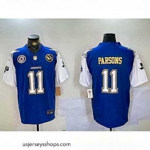 Breathtaking Dallas Cowboys 11 Micah Parsons 2024 F.U.S.E Navy Gold With Texas 26 John Madden Patch Stitched Football Jersey 3