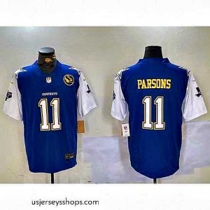 Exquisite Dallas Cowboys 11 Micah Parsons 2024 F.U.S.E Navy Gold With Texas 26 John Madden Patch Stitched Football Jersey