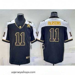 Exquisite Dallas Cowboys 11 Micah Parsons Black Gold Thanksgiving With Patch Stitched Jersey