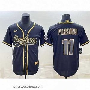Stellar Dallas Cowboys 11 Micah Parsons Black Gold With Patch Cool Base Stitched Baseball Jersey
