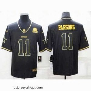 Sensational Dallas Cowboys 11 Micah Parsons Black Golden Edition Limited Stitched Jersey