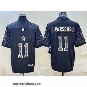 Breathtaking Dallas Cowboys 11 Micah Parsons Black Reflective Limited Stitched Football Jersey