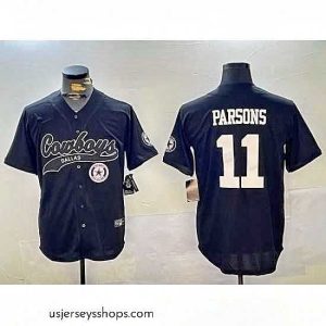 Stellar Dallas Cowboys 11 Micah Parsons Black With Patch Cool Base Stitched Baseball Jersey 1