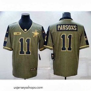 Exquisite Dallas Cowboys 11 Micah Parsons Gold 2021 Salute To Service Limited Stitched Jersey