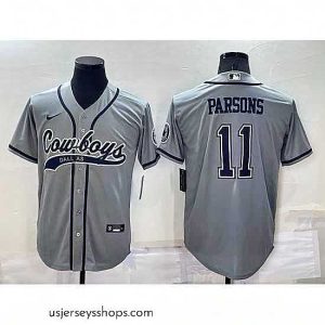 Exquisite Dallas Cowboys 11 Micah Parsons Grey Cool Base Stitched Baseball Jersey