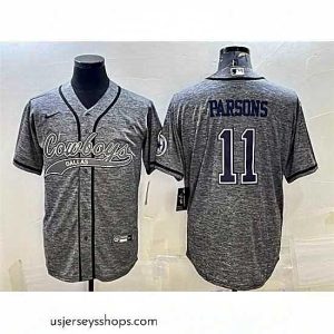 Captivating Dallas Cowboys 11 Micah Parsons Grey With Patch Cool Base Stitched Baseball JerseyS