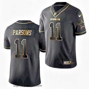 Stellar Dallas Cowboys #11 Micah Parsons Jersey Black Golden Limited Jersey