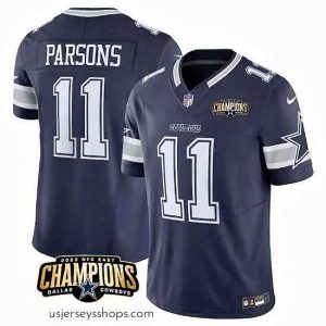 Stellar Dallas Cowboys 11 Micah Parsons Navy 2023 F.U.S.E  NFC East Champions Patch Stitched Football Jersey