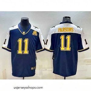 Exquisite Dallas Cowboys 11 Micah Parsons Navy Gold Edition With 1960 Patch Limited Stitched Football Jersey