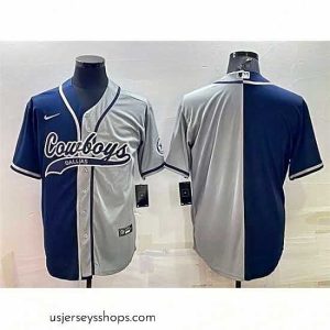Exquisite Dallas Cowboys 11 Micah Parsons Navy Grey Split With Patch Cool Base Stitched Baseball Jersey