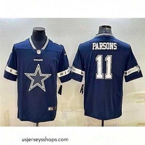 Stunning Dallas Cowboys 11 Micah Parsons Navy Team Big Logo Limited Stitched Jersey