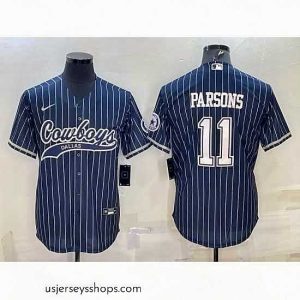 Magnificent Dallas Cowboys 11 Micah Parsons Navy With Patch Cool Base Stitched Baseball Jersey