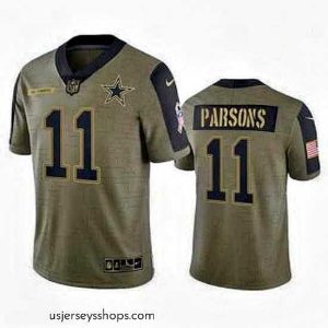 Sensational Dallas Cowboys 11 Micah Parsons Olive 2021 Salute To Service Limited Stitched Jersey