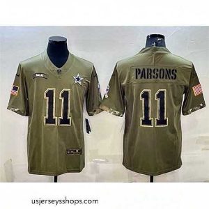 Captivating Dallas Cowboys 11 Micah Parsons Olive 2022 Salute To Service Limited Stitched Jersey