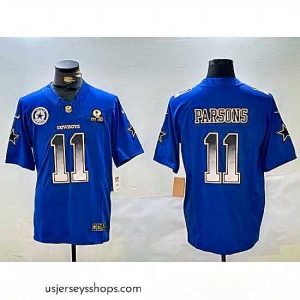 Sensational Dallas Cowboys 11 Micah Parsons Royal F.U.S.E  With Established In 1960 Patch Stitched Football Jersey