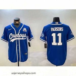 Magnificent Dallas Cowboys 11 Micah Parsons Royal With Patch Cool Base Stitched Baseball Jersey 2