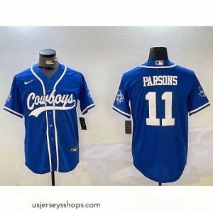 Stunning Dallas Cowboys 11 Micah Parsons Royal With Patch Cool Base Stitched Baseball Jersey 5