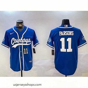 Breathtaking Dallas Cowboys 11 Micah Parsons Royal With Patch Cool Base Stitched Baseball Jersey 6