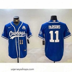 Glamorous Dallas Cowboys 11 Micah Parsons Royal With Patch Cool Base Stitched Baseball Jersey