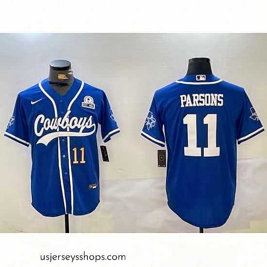 Glamorous Dallas Cowboys 11 Micah Parsons Royal With Patch Cool Base Stitched Baseball Jersey