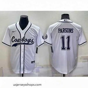 Stunning Dallas Cowboys 11 Micah Parsons White Cool Base Stitched Baseball Jersey