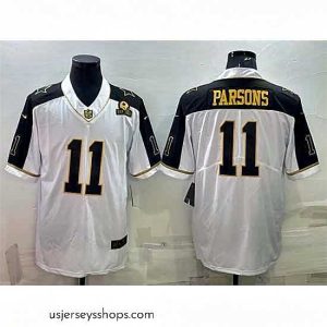 Enchanting Dallas Cowboys 11 Micah Parsons White Gold Edition With 1960 Patch Limited Stitched Football Jersey